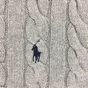 Polo Ralph Lauren Cable Knit Sweater Men’s XL Pony Logo Gray Light Academia